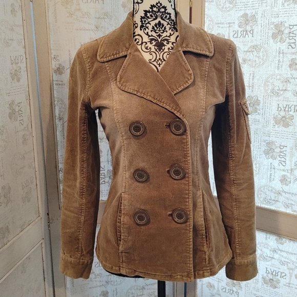 Y2K Corduroy Blazer tobacco Jacket sz Small - Picture 9 of 15